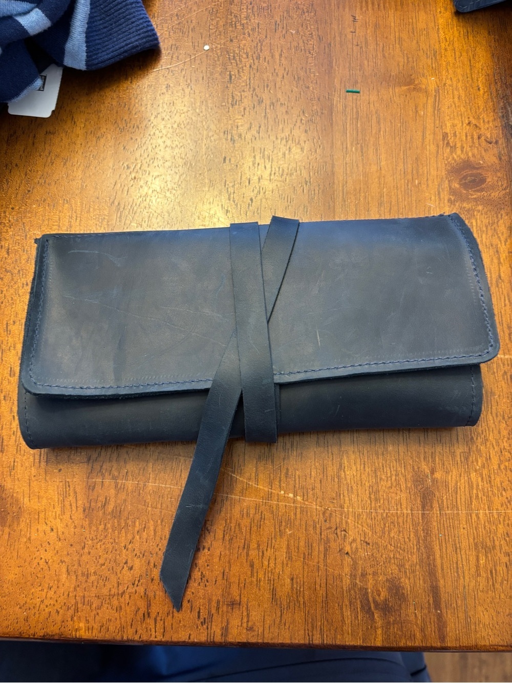Custom black Leather charger Tool Roll Organizer